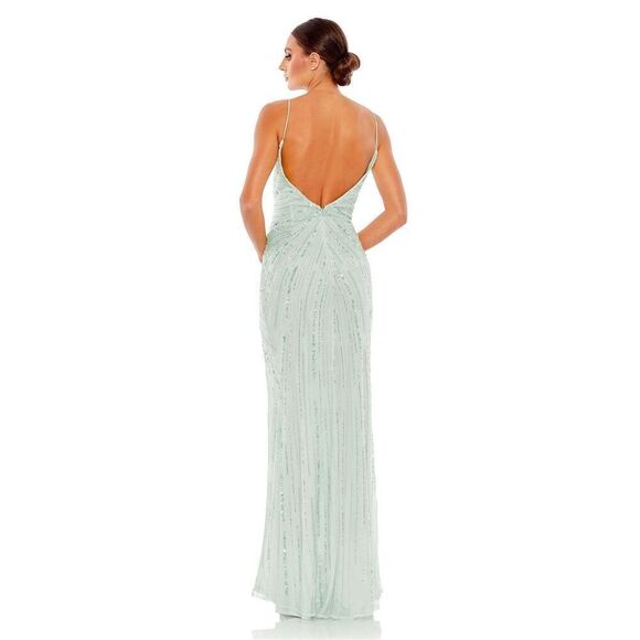 NWT Mac Duggal Beaded Sleeveless Faux Wrap Gown Size 12 Style 93733 - Picture 3 of 17